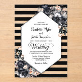 幾何学的ブラックフローラアクリル結婚式招待状 アクリル招待状 (正面)