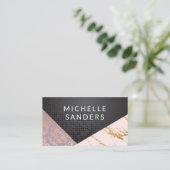 幾何学的ブラックメタリック |大理石金ゴールド 名刺 (スタンド正面)