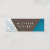 幾何学的ブラックレザーフェイククラフト紙ホワイト スキニー名刺 (正面)