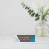 幾何学的ブラックレザーフェイククラフト紙ホワイト スキニー名刺 (スタンド正面)