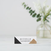 幾何学的ブラックレザーフェイククラフト紙ホワイト スキニー名刺 (スタンド正面)