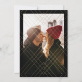 幾何学的ブラック金ゴールド書道2枚結婚写真 招待状 (裏面)