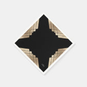 幾何学的ブラック金ゴールド結婚ギャツビーのテーブルナプキンス スタンダードカクテルナプキン (角)