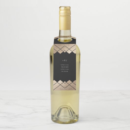 幾何学的ブラック金ゴールド結婚ギャツビー ボトルネックタグ (ボトル)