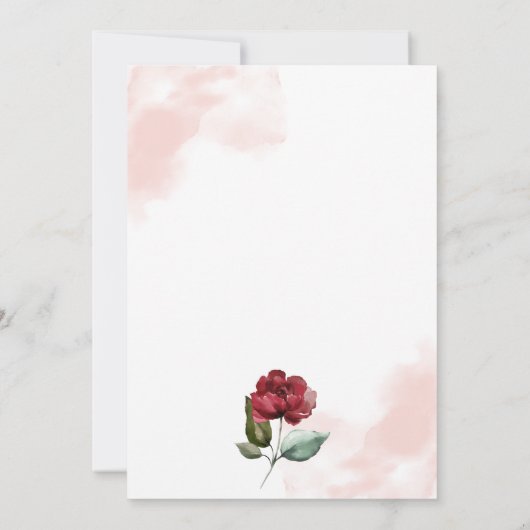 幾何学的ブルゴーニュと赤面結婚フローラ 招待状 (裏面)