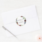 幾何学的ブルゴーニュパーソナライズされたフローラ結婚ズ ラウンドシール (封筒)