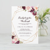 幾何学的ブルゴーニュフローラバチェロレッテ週末 招待状 (スタンド正面)