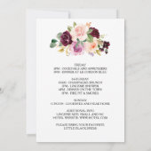 幾何学的ブルゴーニュフローラバチェロレッテ週末 招待状 (裏面)