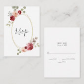 幾何学的ブルゴーニュ花ユーカリ結婚式RSVP エンクロージャーカード (正面/裏面)
