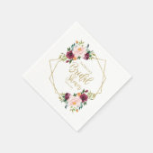 幾何学的ブルゴーニュ赤面フローラブライダルシャワー スタンダードカクテルナプキン (角)