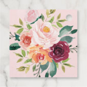 幾何学的ブルゴーニュ赤面フローラブライダルシャワー フェイバータグ (裏面)