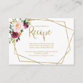 幾何学的ブルゴーニュ赤面フローラレシピ要求 エンクロージャーカード (正面)