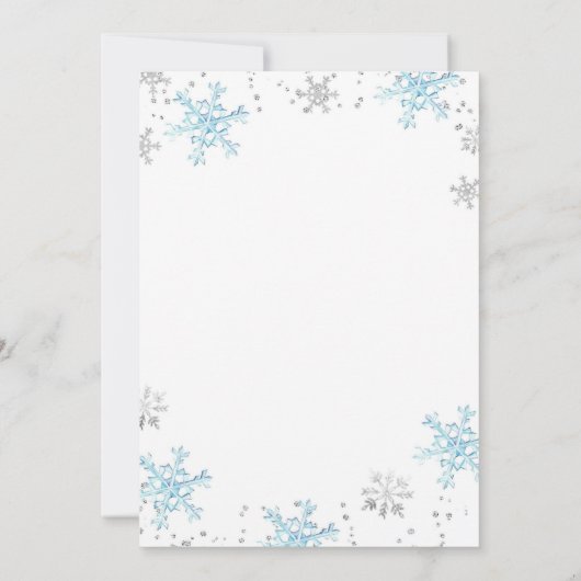 幾何学的ブルーウィンタースノーフレークキンセアニェラ 招待状 (裏面)