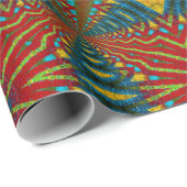 幾何学的ブルーレッド&イエローヴィンテージ部族 ラッピングペーパー (ロールコーナー)