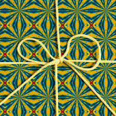 幾何学的ブルー&イエロースターヴィンテージ部族 ラッピングペーパー