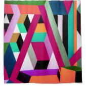 幾何学的ブロックアートブライトカラフルトレンディー シャワーカーテン (正面)