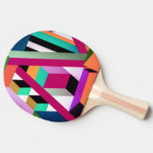 幾何学的ブロックアートブライトカラフルトレンディー 卓球ラケット (横)