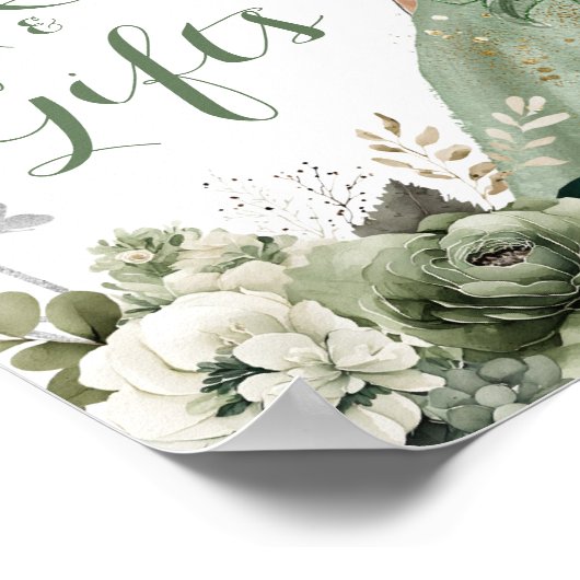 幾何学的プリンセスセージ緑XVアニョスカードギフト ポスター (角)