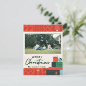 幾何学的プレゼント「メリークリスマス」カード1写真 シーズンカード (スタンド正面)