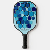 幾何学的ヘックス図版モノグラムブルー炭素繊維 ピックルボールラケット (裏面)
