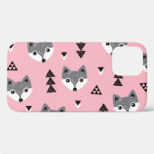 幾何学的ベビーキツネウッドランドパターン Case-Mate iPhoneケース (裏面 (横))