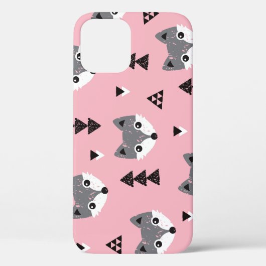 幾何学的ベビーキツネウッドランドパターン Case-Mate iPhoneケース (裏面)