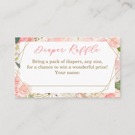 幾何学的ベビーシャワーおむつラッフルチケット 名刺 (正面)