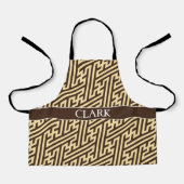 幾何学的ベージュの黒パタミニマルーン エプロン (正面)
