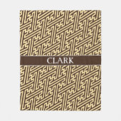 幾何学的ベージュの黒パタミニマルーン フリースブランケット (正面)