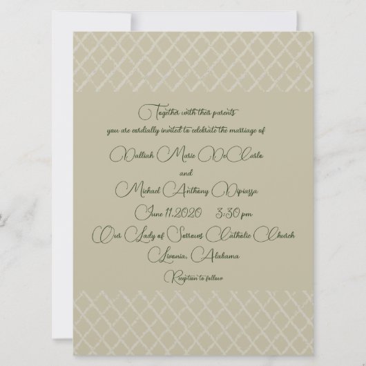 幾何学的ベージュ色デザイン結婚式招待状 招待状 (正面)