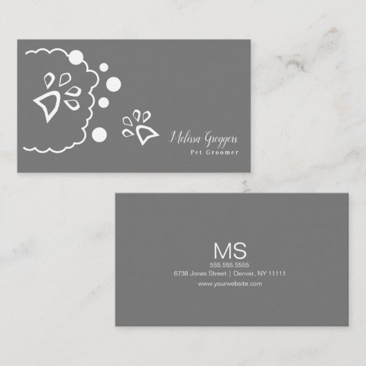 幾何学的ペットトリマードッグウォーカーポーロゴ 名刺 (正面/裏面)