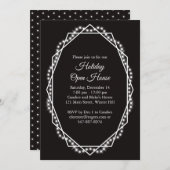 幾何学的ホリデースパークルオープンハウスブラック 招待状 (正面/裏面)