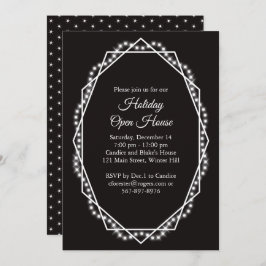 幾何学的ホリデースパークルオープンハウスブラック 招待状