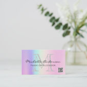 幾何学的ホログラフィックカラー | QRコード 名刺 (スタンド正面)