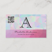幾何学的ホログラフィックマゼンタ背景 | QRスキャン 名刺 (正面)