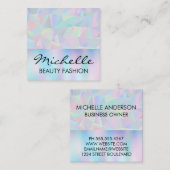 幾何学的ホログラフィックレトロ背景 スクエア名刺 (正面/裏面)