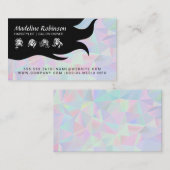 幾何学的ホログラフィック背景 | ヘアスタイル 名刺 (正面/裏面)