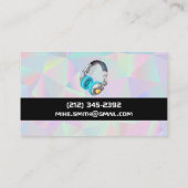 幾何学的ホログラフィック背景 |ヘッドフォン 名刺 (裏面)