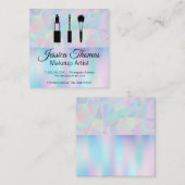 幾何学的ホログラフィック背景 |メイクアップキット スクエア名刺 (正面/裏面)