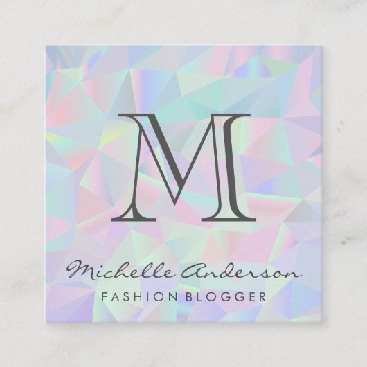 幾何学的ホログラフィック背景 | モノグラクラシックー スクエア名刺 (正面)