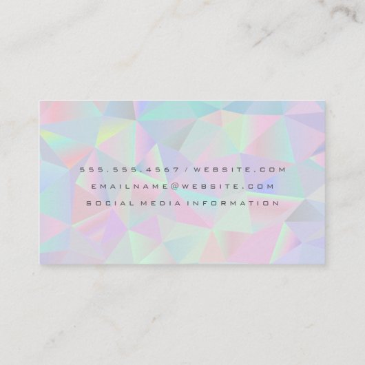 幾何学的ホログラフィック背景 |美しいロゴ 名刺 (裏面)