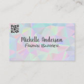 幾何学的ホログラフィック背景 | QRコード 名刺 (正面)