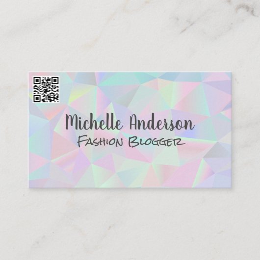 幾何学的ホログラフィック背景 | QRコード 名刺 (正面)