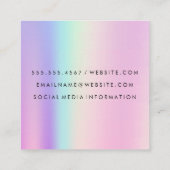 幾何学的ホログラフィック背景 | QRスキャンラベル スクエア名刺 (裏面)