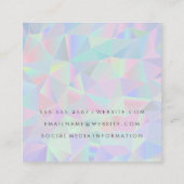 幾何学的ホログラフィック背景 | QRスキャンラベル スクエア名刺 (裏面)