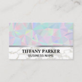 幾何学的ホログラフィック |金ゴールド白大理石 名刺 (正面)