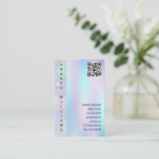 幾何学的ホログラフィック | QRコード 名刺 (スタンド正面)