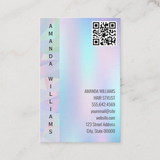 幾何学的ホログラフィック | QRコード 名刺 (正面)