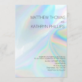 幾何学的ホログラフィモダンック結婚式招待状 招待状