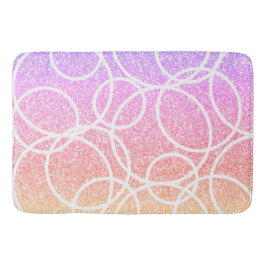 幾何学的ホワイトサークルレインボーグリッター抽象芸術 バスマット